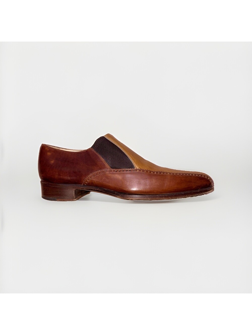 Pino Giardini Men’s 8 Brown Tan Leather Two Tone Slip On Dress Shoes